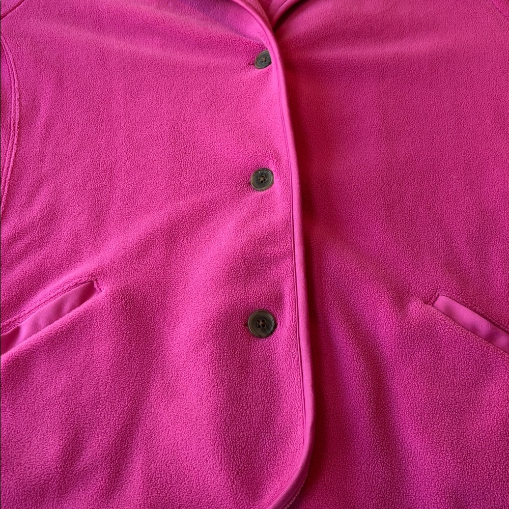 Lands’ End Pink Fleece Sweatshirt Cardigan Jacket. Size XL - Picture 3 of 5